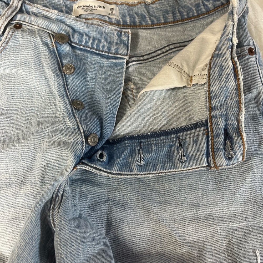 Abercrombie & Fitch Light Blue Frayed Denim Cutoff Shorts - Picture 5 of 6